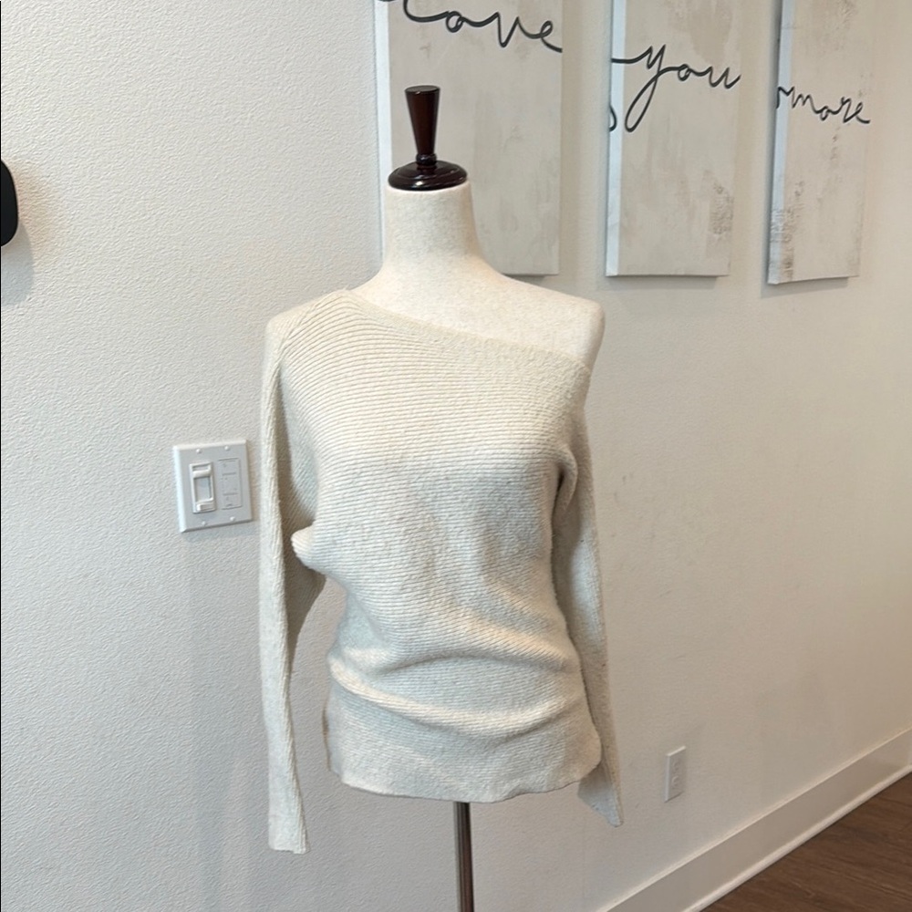 Treasure & Bond Cream Off-the-Shoulder Knit Sweater